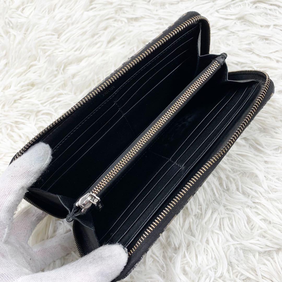 【✨美品✨】ディオール オブリーク ジャガード ラウンドジップウォレット