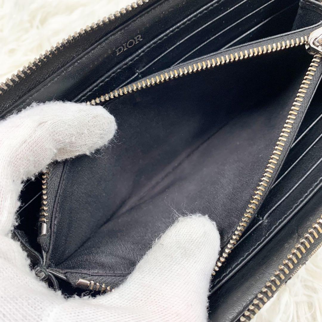 【✨美品✨】ディオール オブリーク ジャガード ラウンドジップウォレット