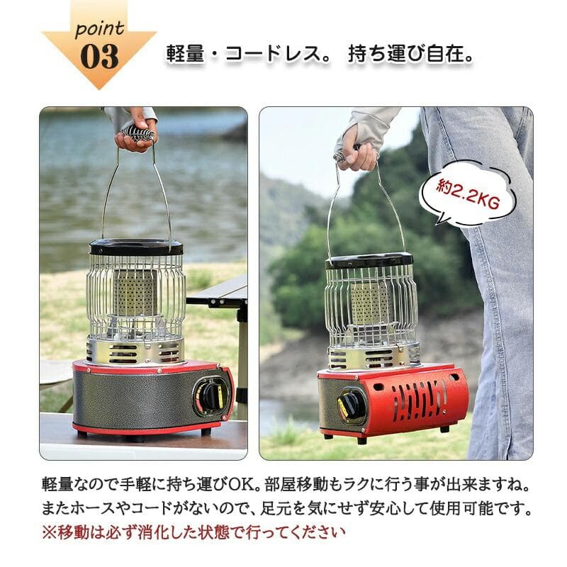 カセットガスストーブ 停電対策 防寒対策 屋内屋外用 釣り キャンプ用 カーキ