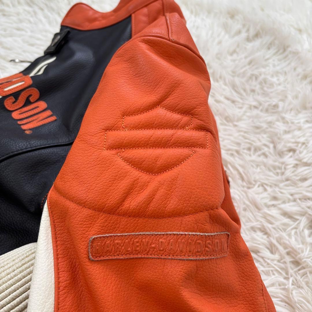 ハーレーダビッドソン シングル ライダースジャケット 革ジャン レディースL