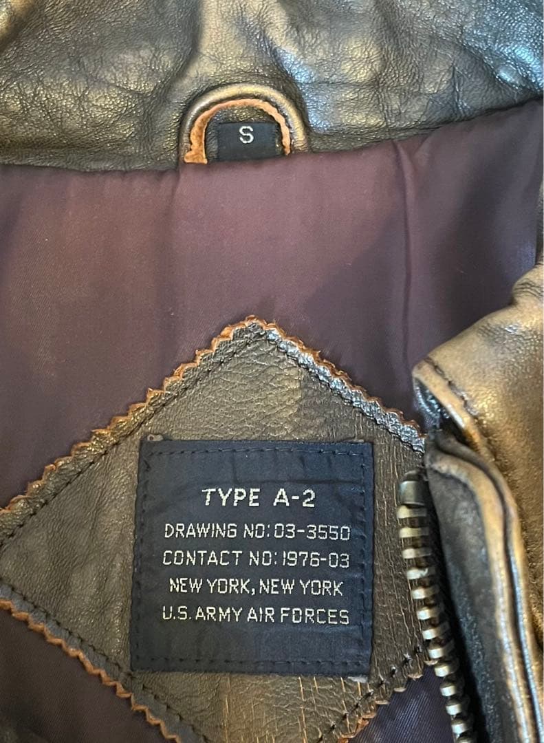 U.S ARMY A-2 フライトジャケット　レザージャケット　ラムレザー