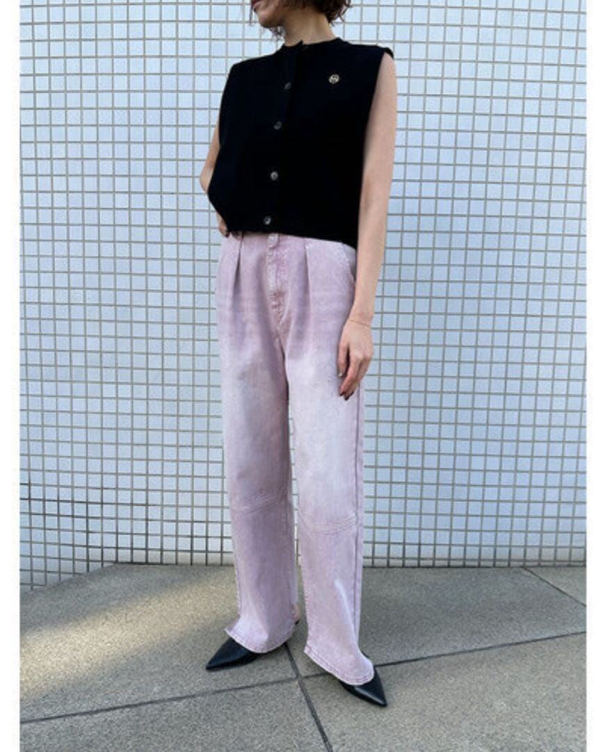 最終価格【YENN】ハイライズタックワイドパンツ／ピンク38