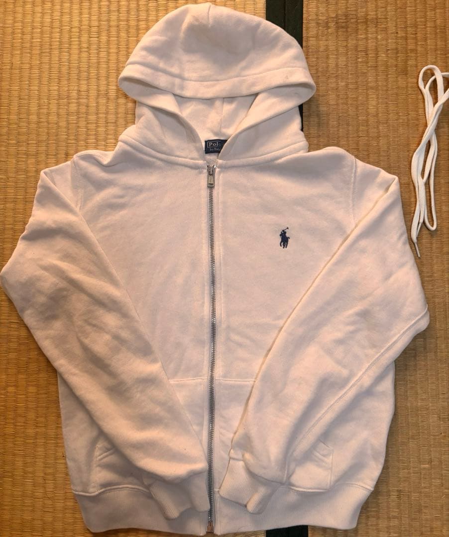 セントラルシー着用　ポロラルフローレン　白　ジップパーカー　sサイズ