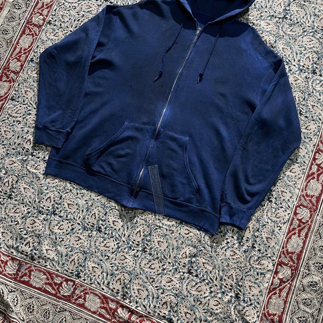 70s ボックス ジップパーカー フェード 短丈 ヴィンテージ 50s 60s