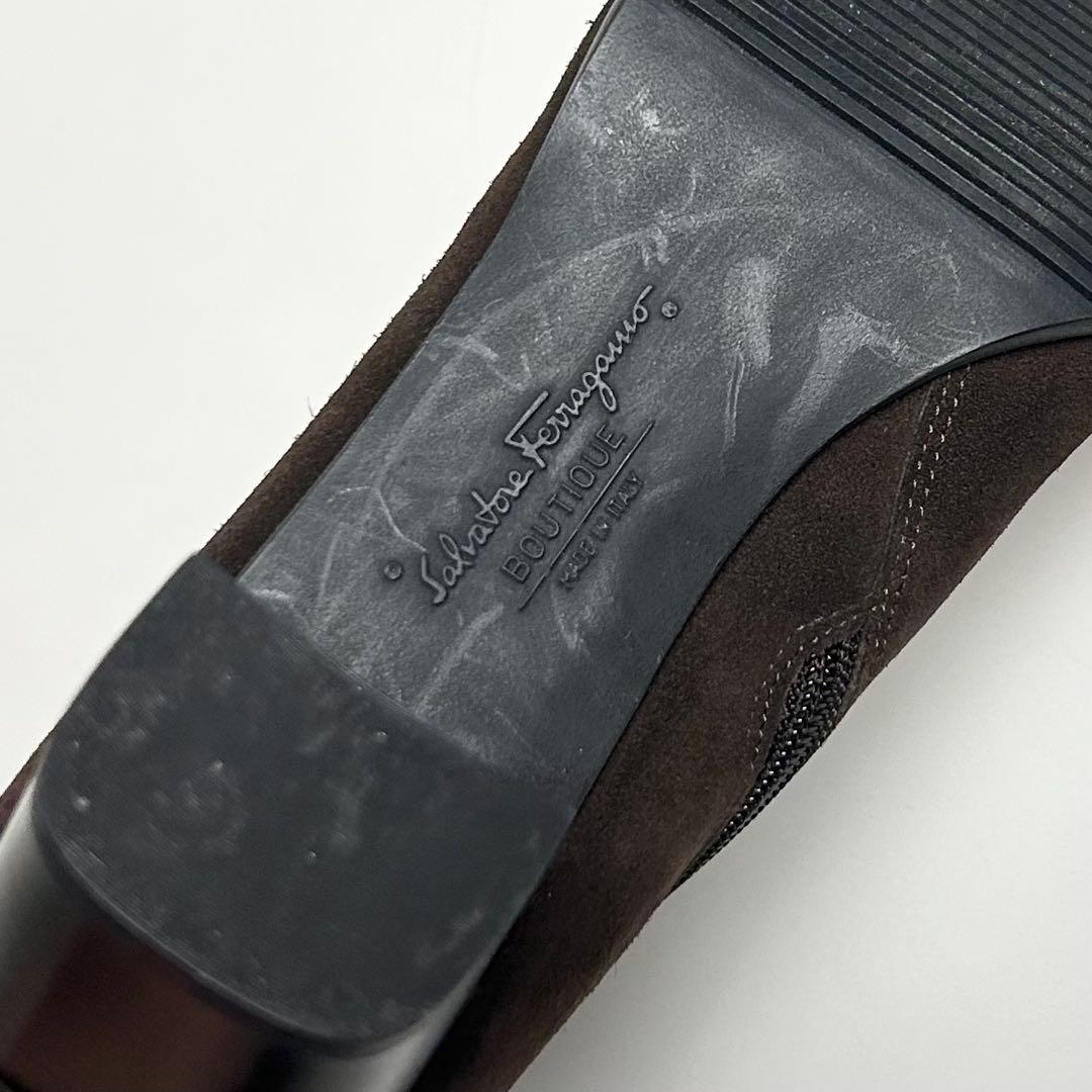 極美品✴︎サルヴァトーレフェラガモ/スエードレザーロングブーツ/ブラウン/23.5