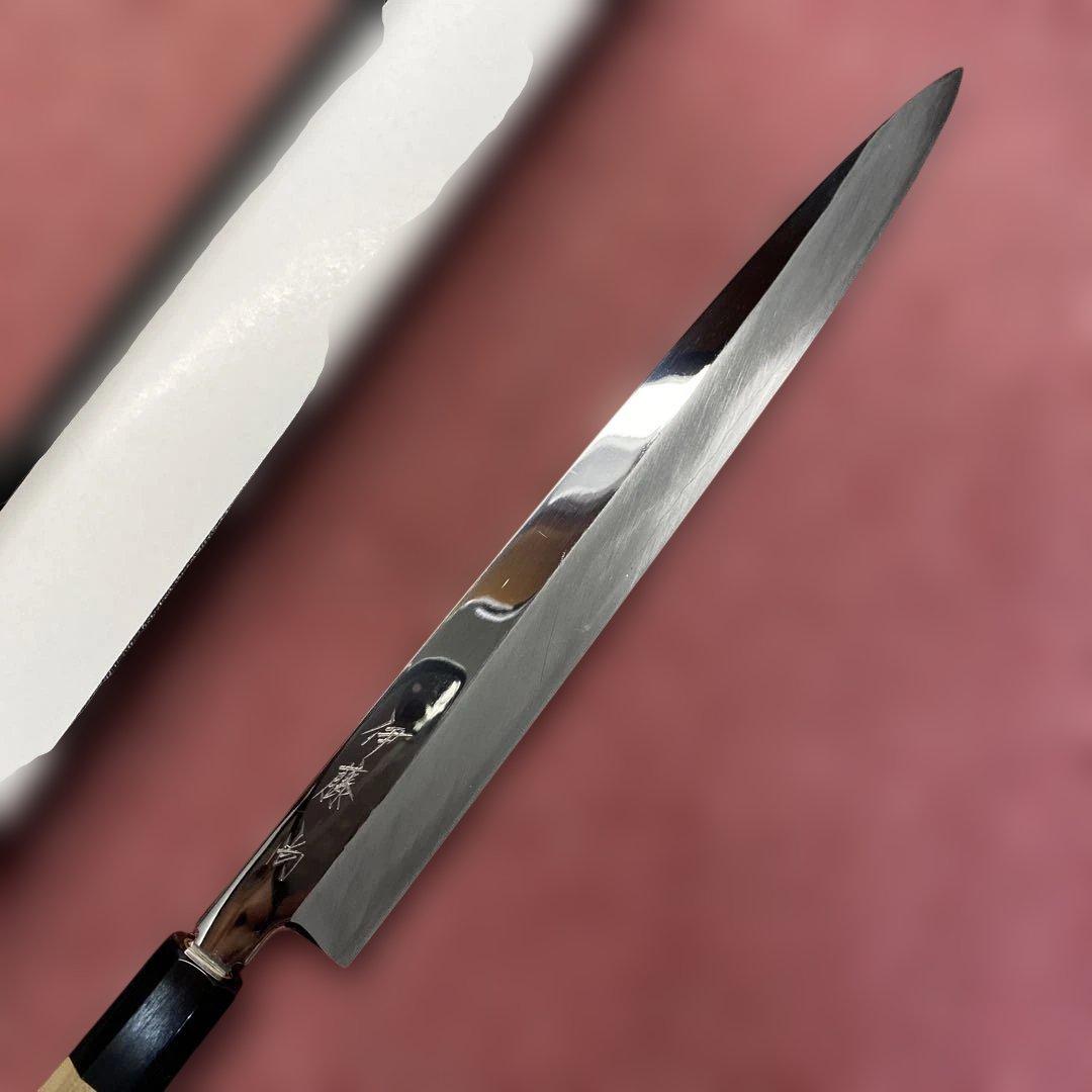 銀三　柳刃包丁　300㎜ 尺0寸　鏡面、本刃付け