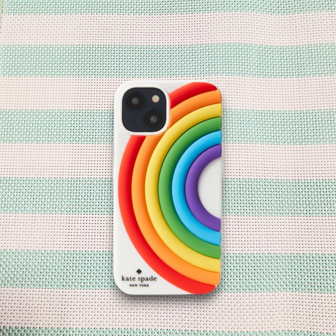 ☆お買い得品☆ ケイトスペードiPhone14Pro ケース 虹 レインボー