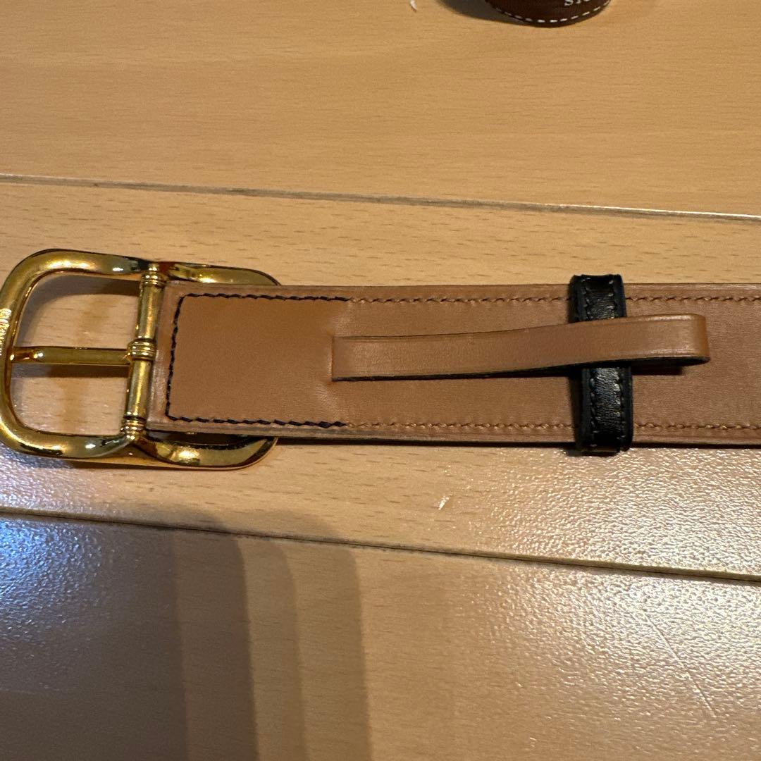 エルメス　黒レザーベルト 金色バックル 約110cm 100の刻印あり