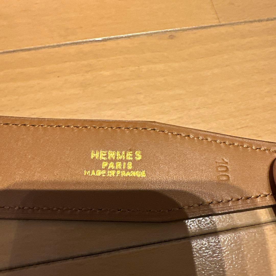 エルメス　黒レザーベルト 金色バックル 約110cm 100の刻印あり