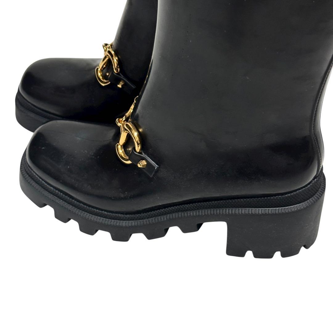 美品　箱あり　GUCCI グッチ　レインブーツ　ホースビット　金具　厚底　36