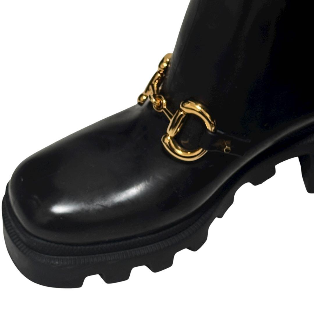 美品　箱あり　GUCCI グッチ　レインブーツ　ホースビット　金具　厚底　36