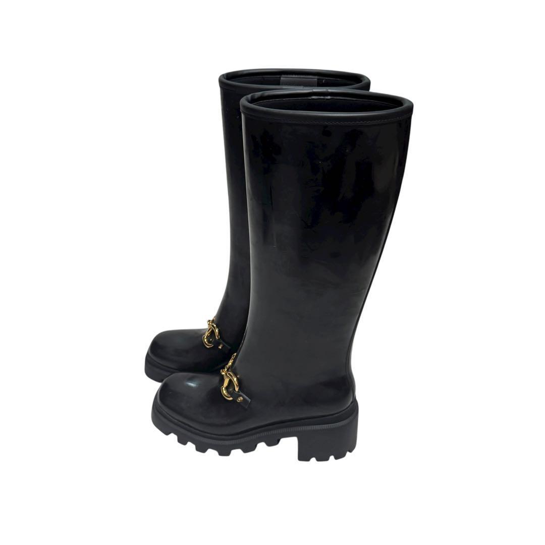 美品　箱あり　GUCCI グッチ　レインブーツ　ホースビット　金具　厚底　36