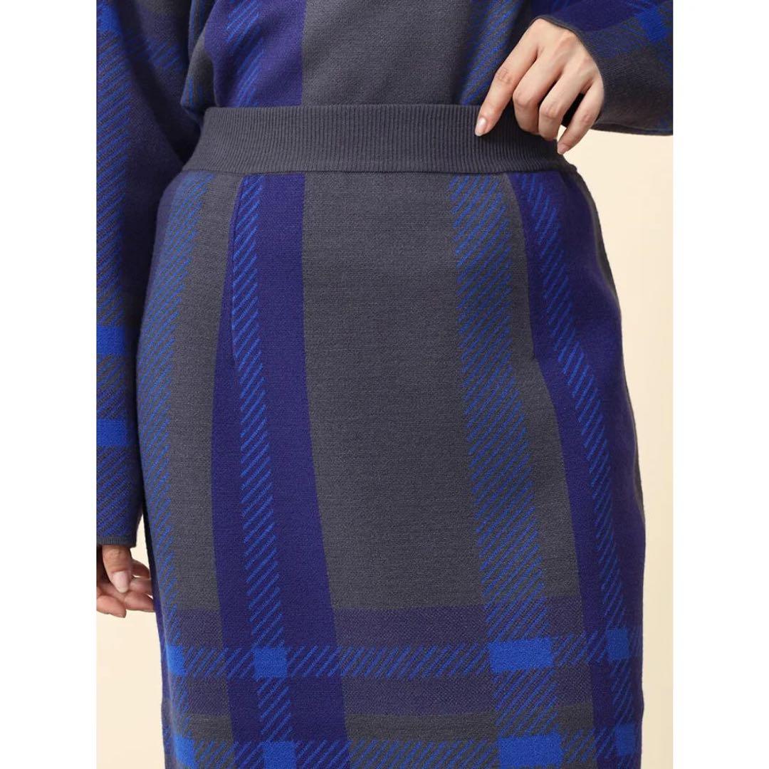 ヤマダヤ　FENNEL ビッグチェックナローニットスカート （チャコールグレー）