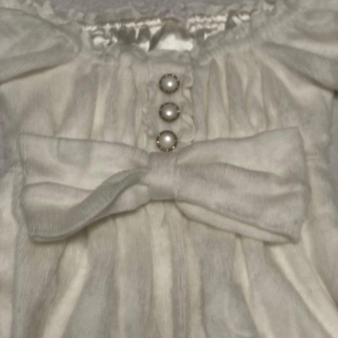 LIZ LISA ビッグリボン　オフショルニットワンピース　パールバタン　フリル