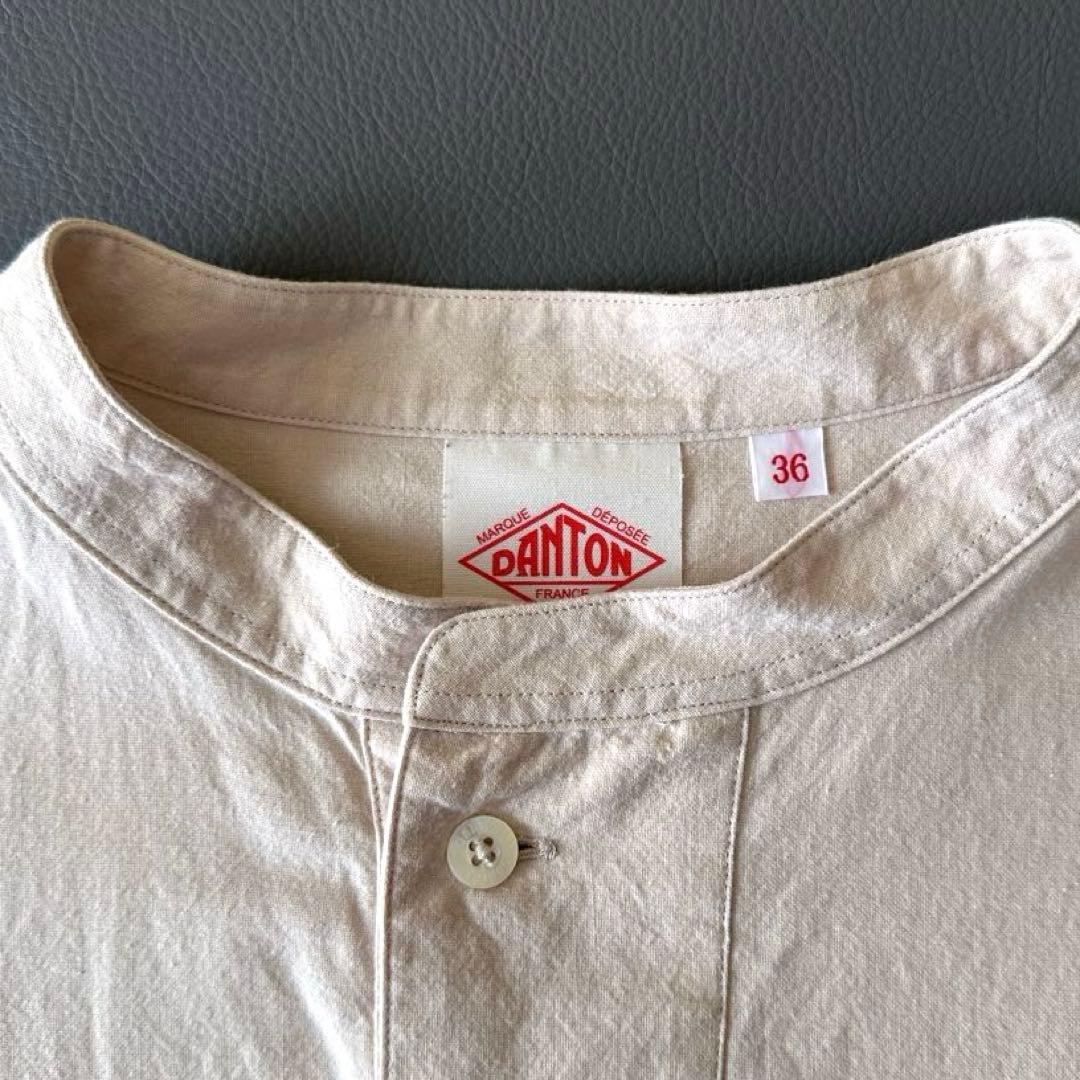 美品 ダントン ヘンリーネック プルオーバーシャツ 36 アイボリー