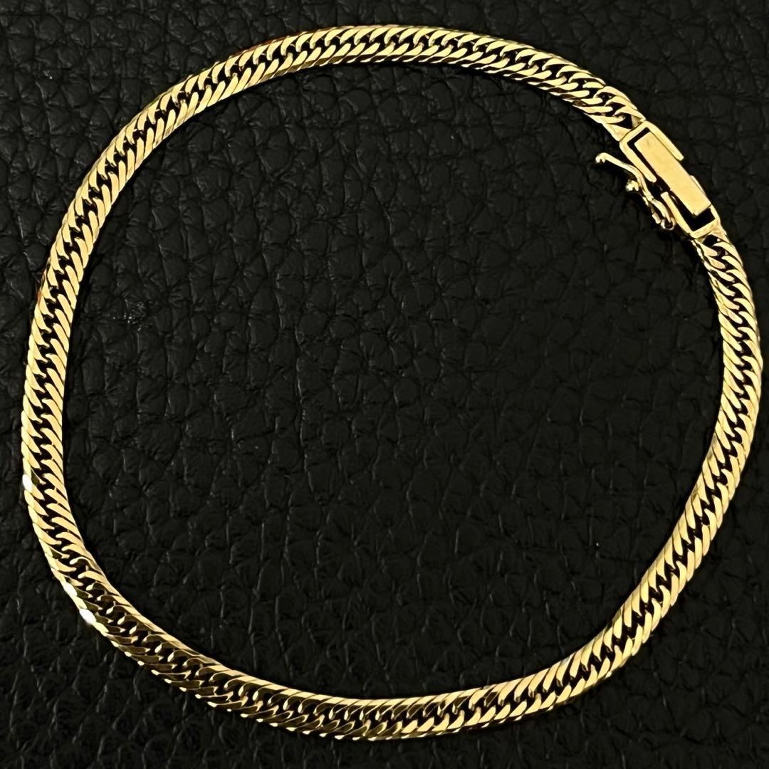 (B100717)K18 YG ブレスレット 喜平 8面 トリプル ホールマーク