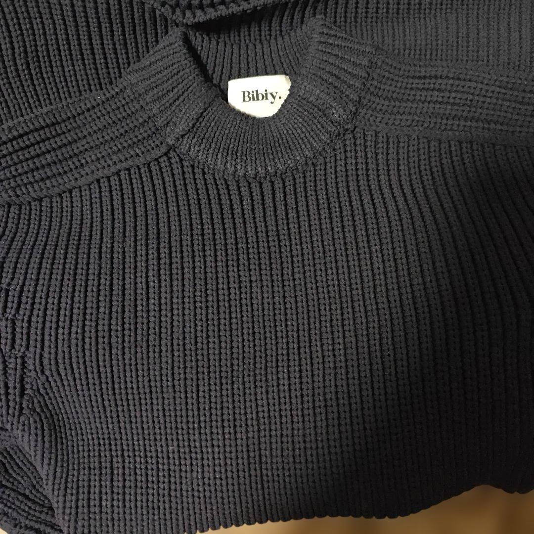 Bibiy. リブ編み長袖ニットワンピース ネイビー