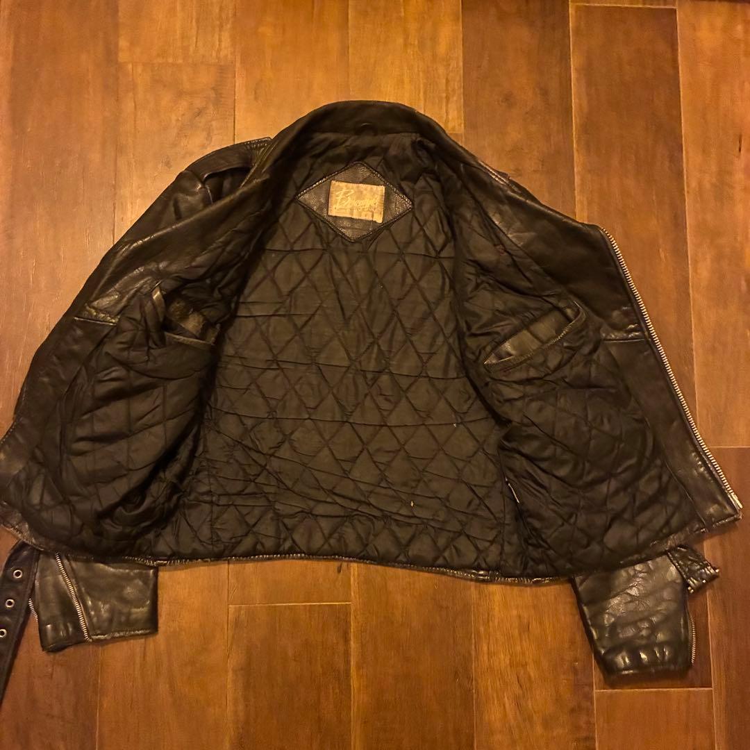 70s vintage レザーダブルライダースジャケット 古着
