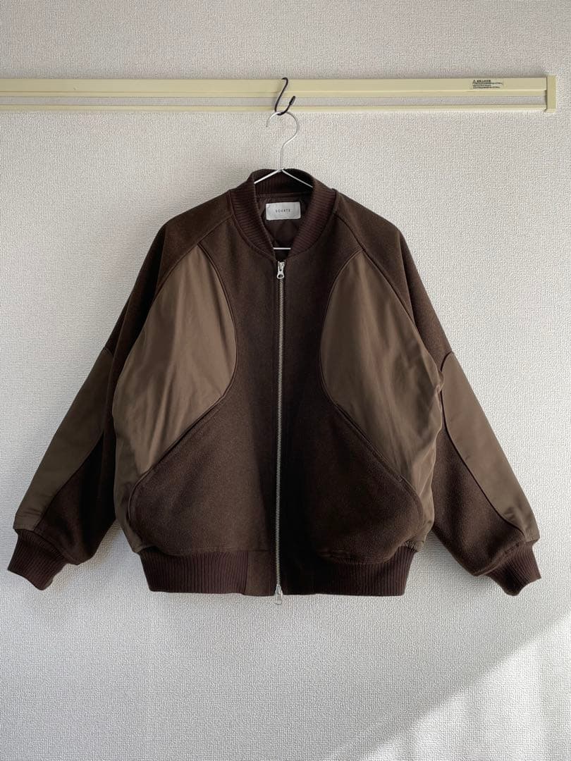 異素材切替ブルゾン　　ブラウン　size1