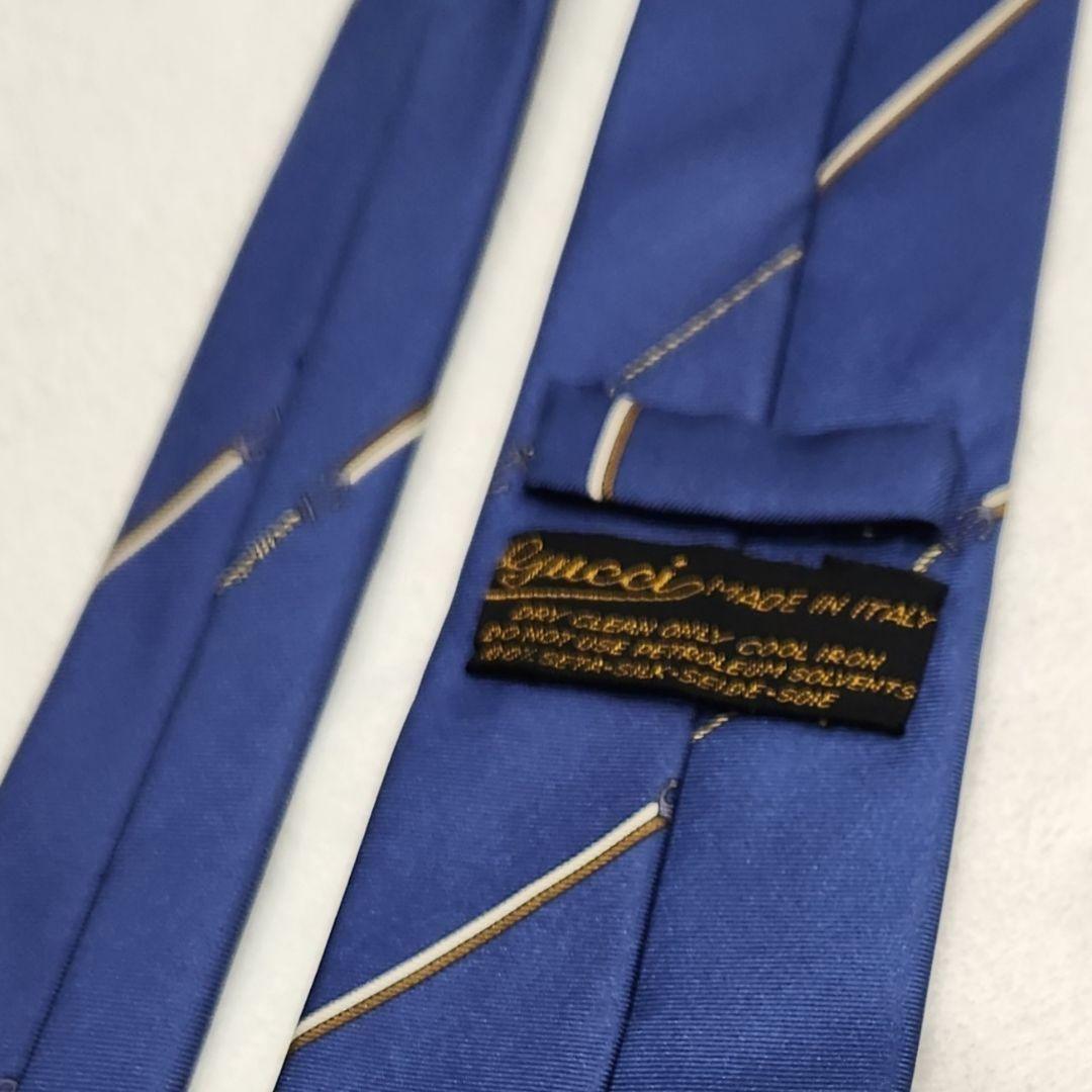 ✴【GUCCI】ハイブランドネクタイ★イカリチェーン柄★くすみ青★メンズ