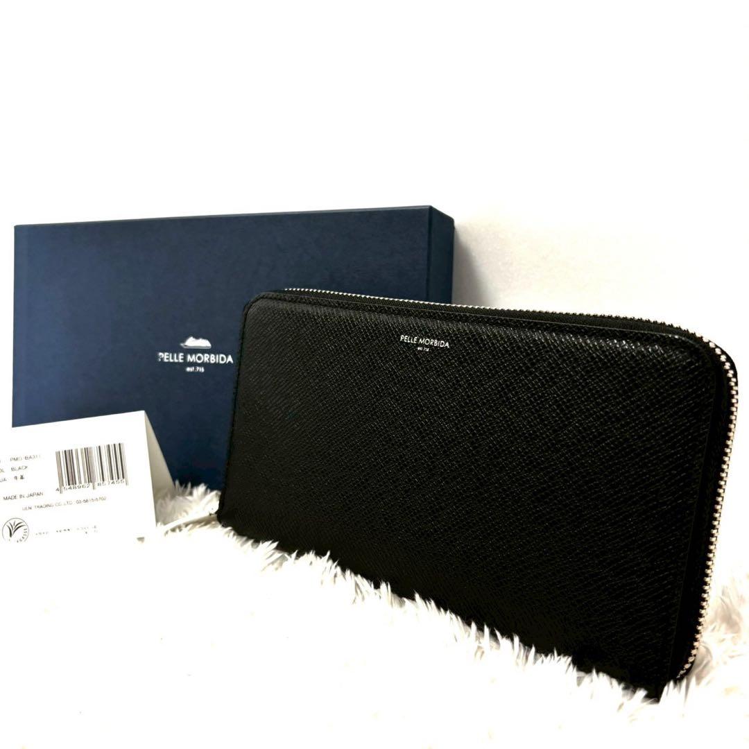 新品　未使用　ペッレモルビダ　メンズ　長財布　ラウンドジップ　ブラック　レザー