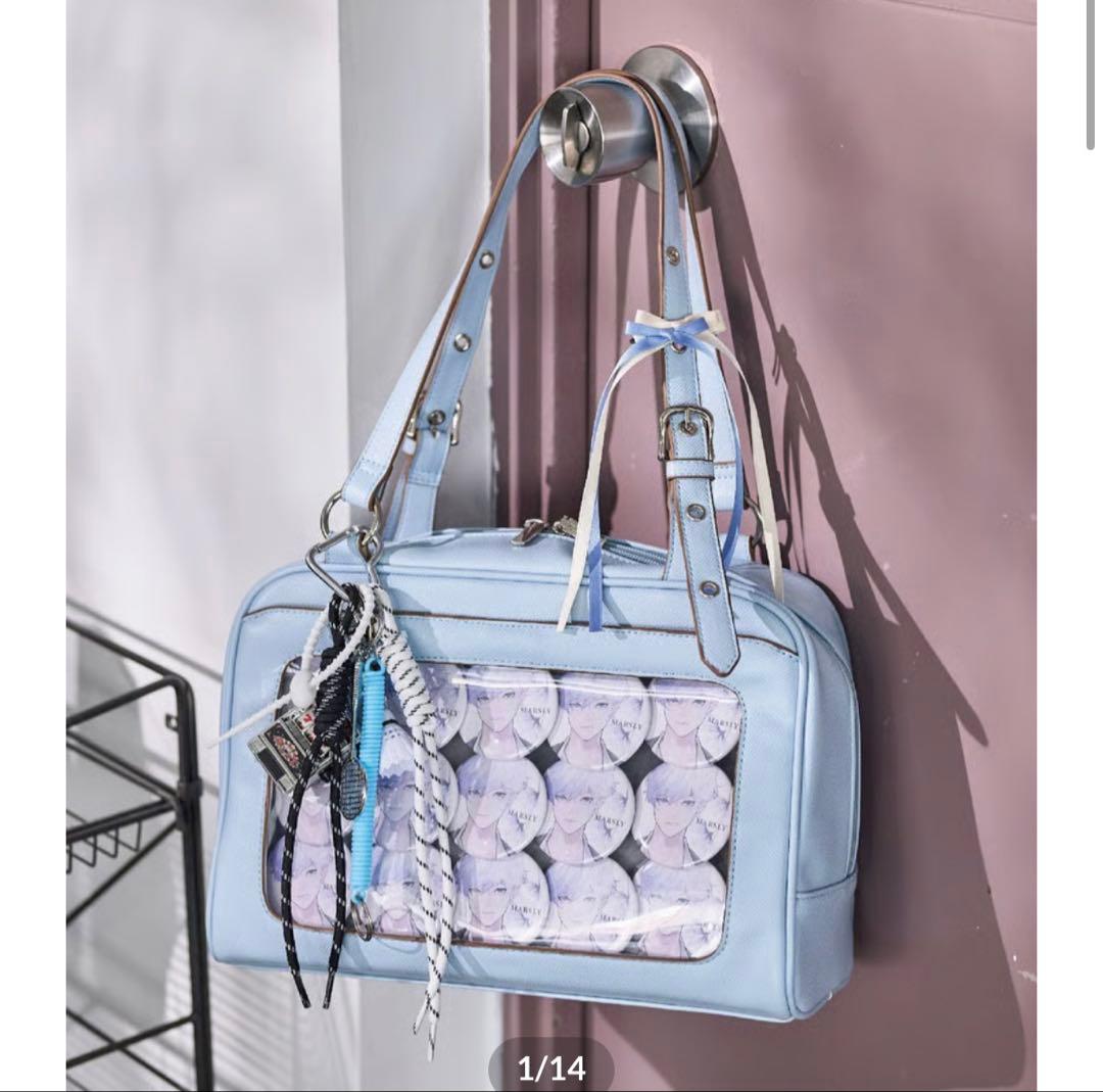 MARSLY フラップボストンバッグ (light Blue）　痛バッグ 水色