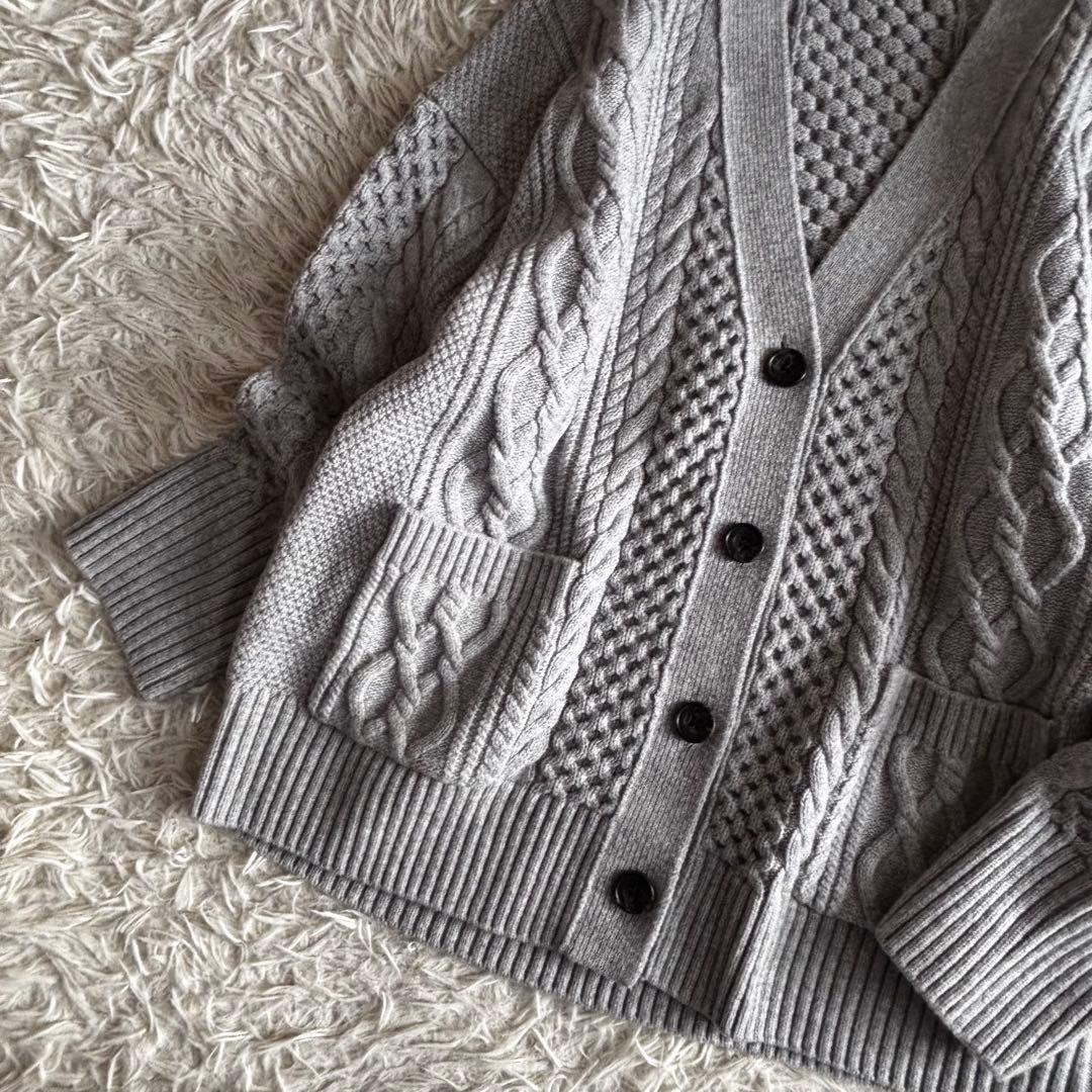 23区 杏さん着用 ウール カシミヤ アランパターン カーディガン 44