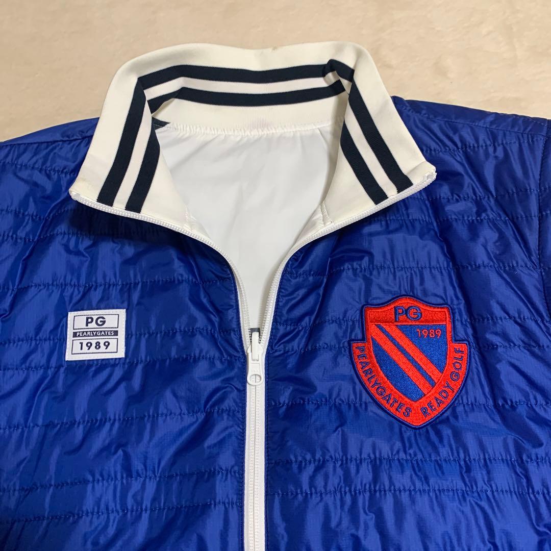 m*i様 PEARLY GATES リバーシブル中綿ジャケット／ベスト、白／青、