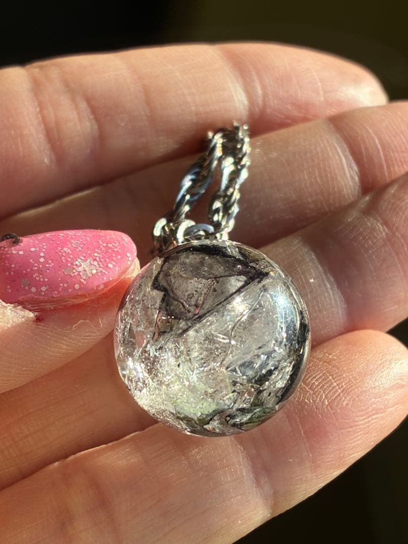 高品質5A大きくはっきりたぷたぷ✨ヒマラヤエレスチャル水入り水晶ペントップ925