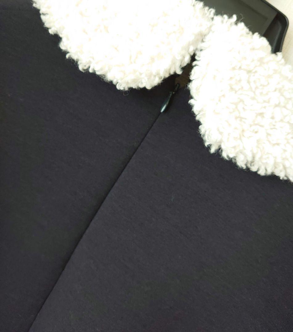 YORI ヨリ/2025 テディカラープルオーバー　ボア　トップス　ネイビー