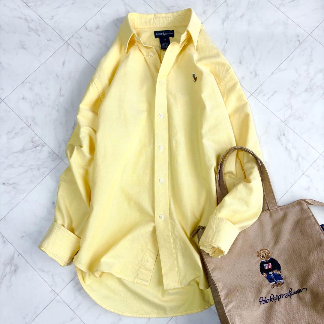 【ラルフローレン】オックスフォードシャツ　長袖　　ポニーロゴ　黄色　Y2K M