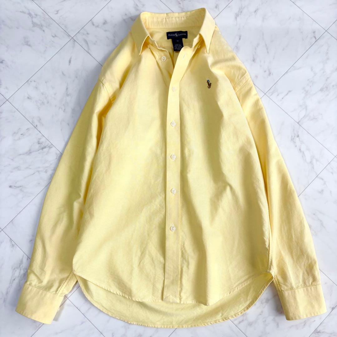 【ラルフローレン】オックスフォードシャツ　長袖　　ポニーロゴ　黄色　Y2K M