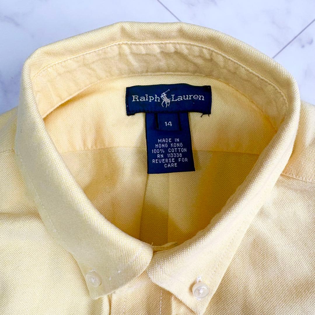 【ラルフローレン】オックスフォードシャツ　長袖　　ポニーロゴ　黄色　Y2K M