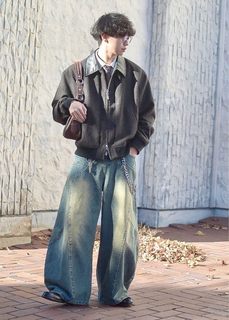 SINSS ツイードショートブルゾン　ブラウン　　s