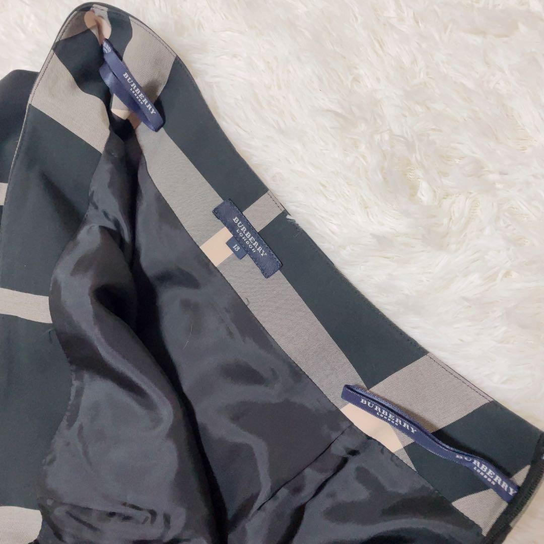 極美品 バーバリーメガチェック ボックスプリーツロングスカート 13号 XL