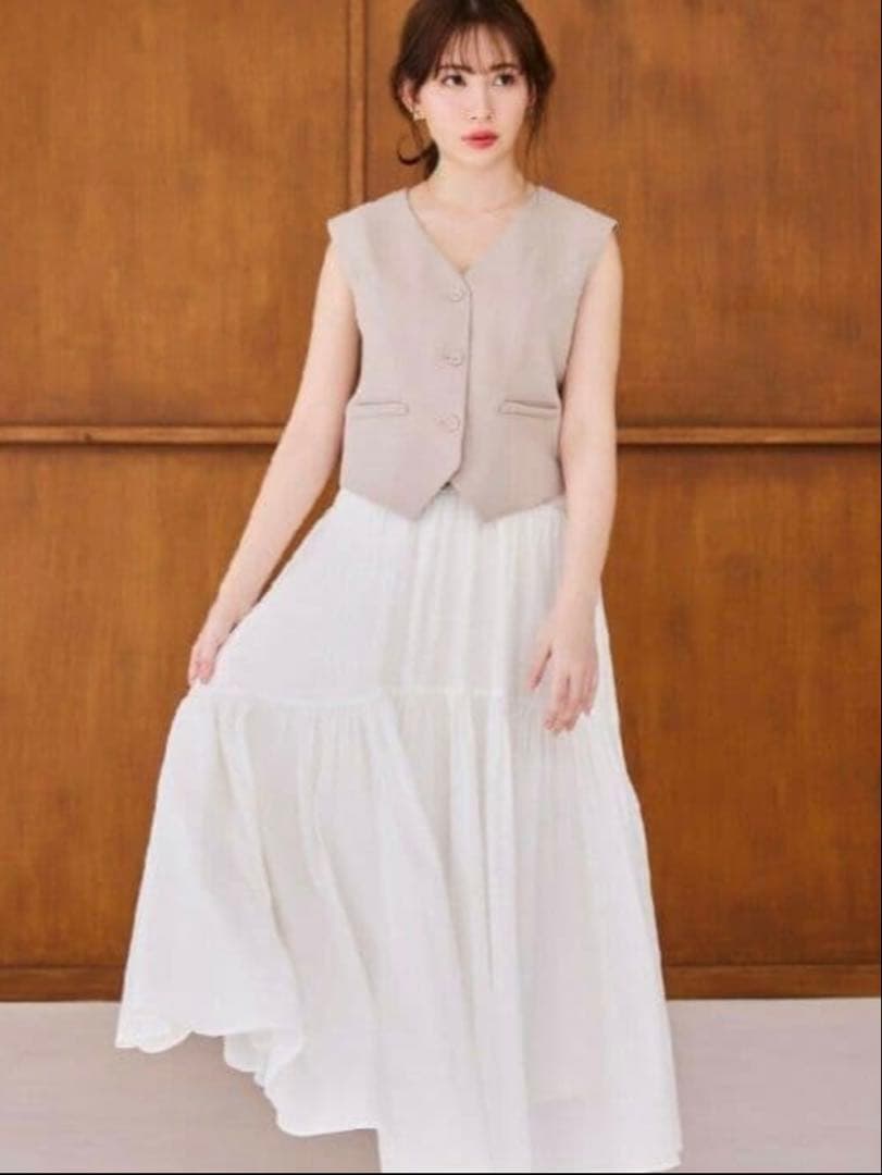 【新品タグ付き】 High-Waist Tiered Long Skirt