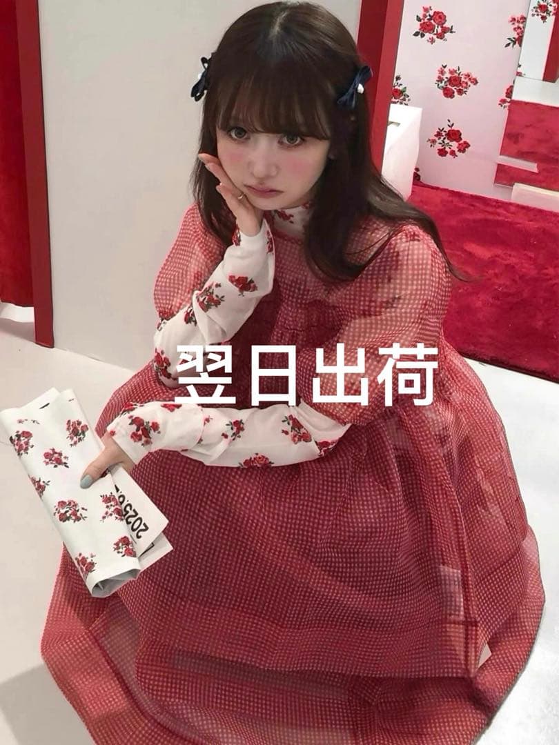 POPPY 赤ギンガムチェック トップス