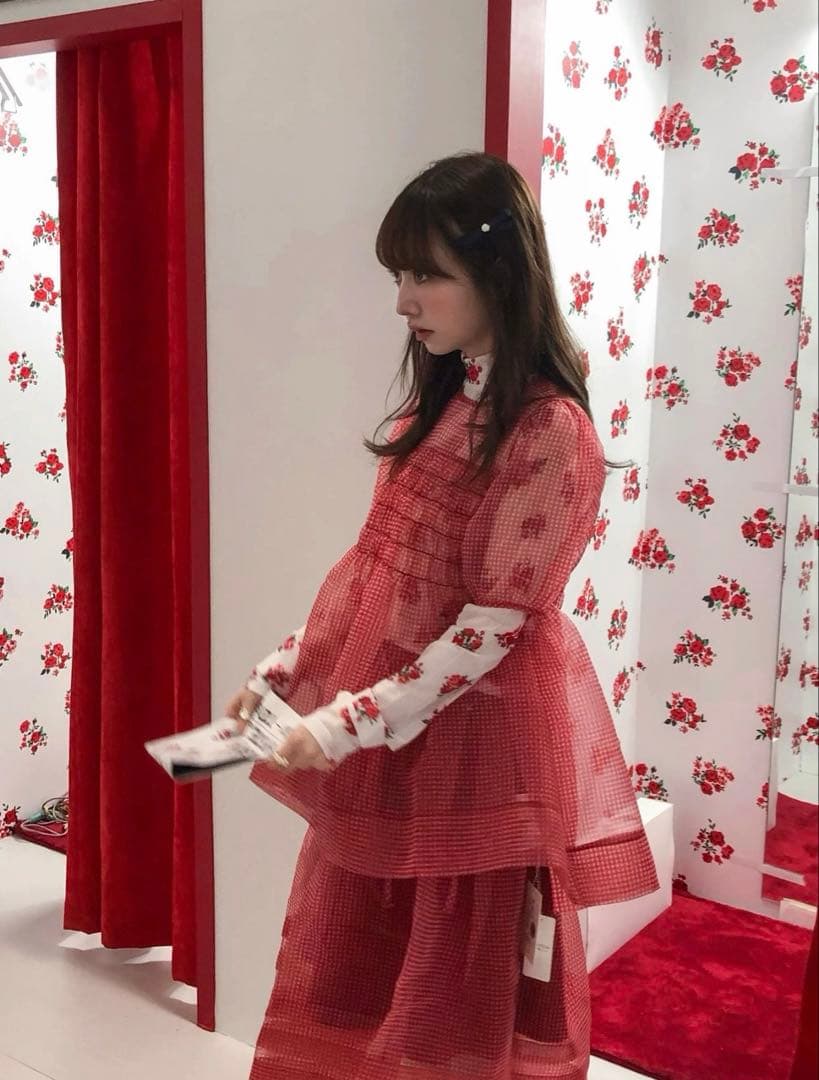 POPPY 赤ギンガムチェック トップス