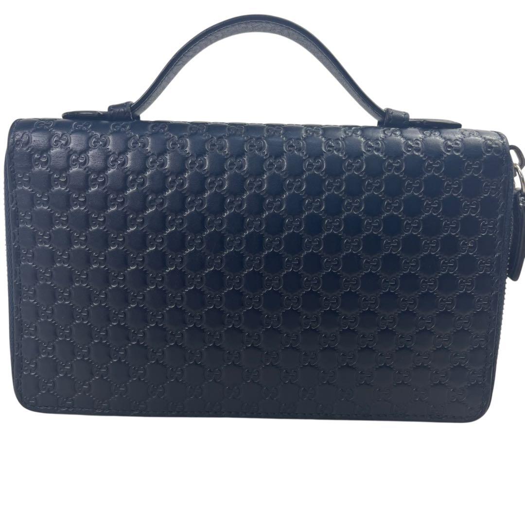 大容量 グッチ トラベルケース 長財布 ダブルファスナー レザー マイクロシマ