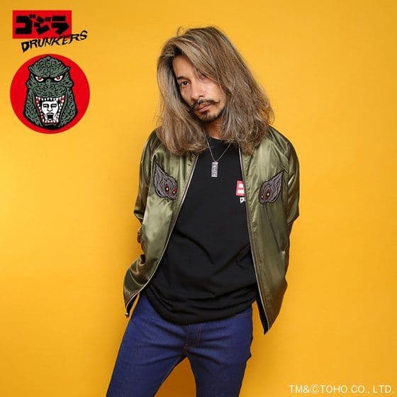 【L】PUNK DRUNKERSxGODZILLA ガイガン＆ヘドラ スカジャン