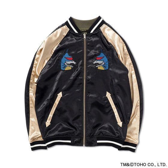 【L】PUNK DRUNKERSxGODZILLA ガイガン＆ヘドラ スカジャン