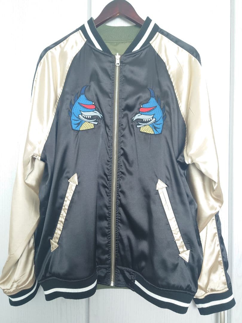 【L】PUNK DRUNKERSxGODZILLA ガイガン＆ヘドラ スカジャン