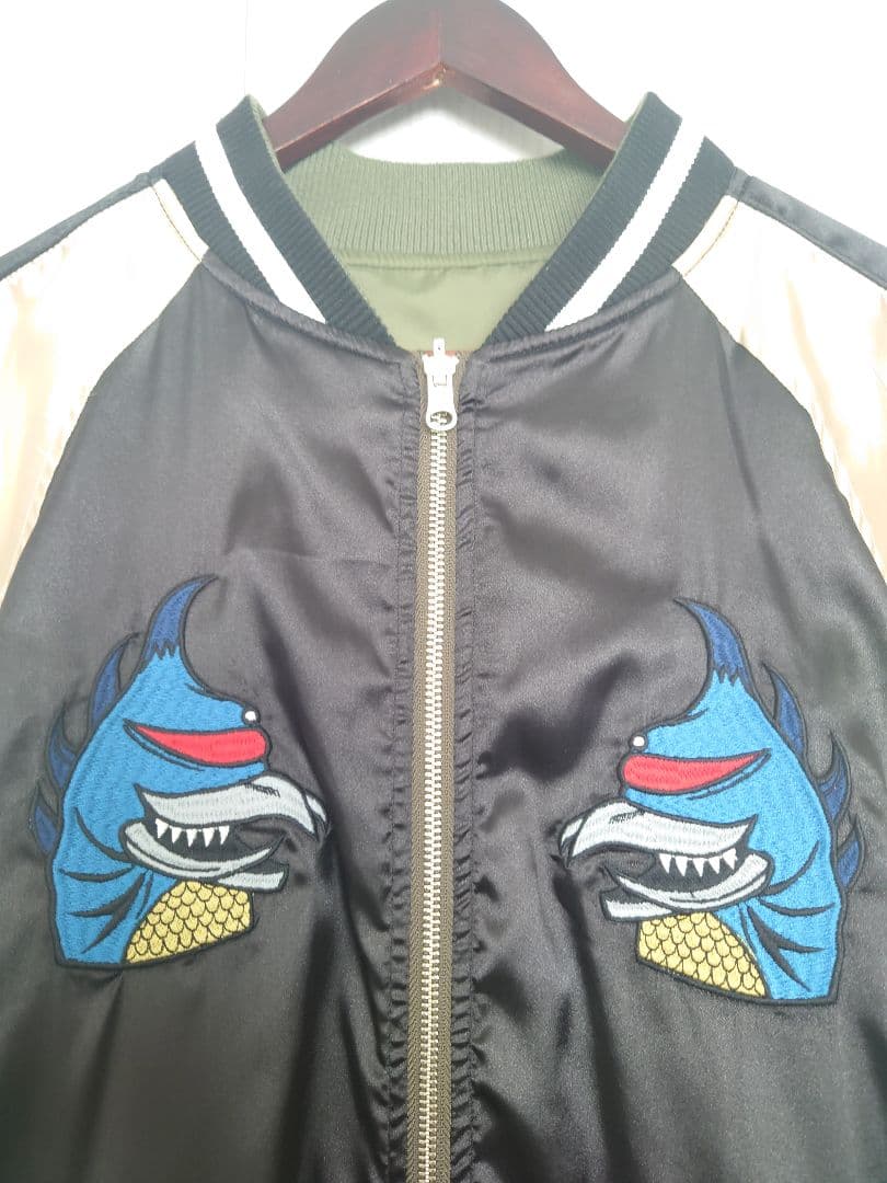 【L】PUNK DRUNKERSxGODZILLA ガイガン＆ヘドラ スカジャン