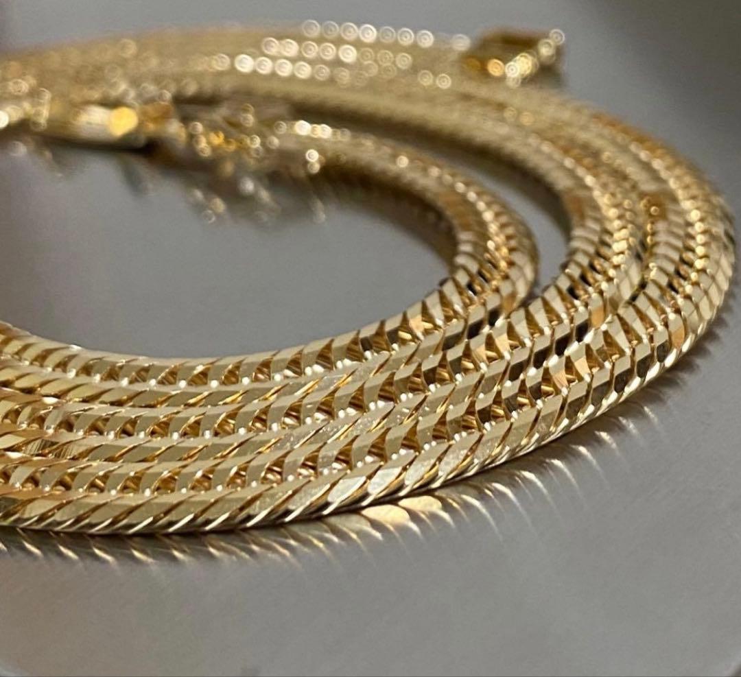 【美品】18K喜平ネックレスMカットトリプル25.3g50㎝