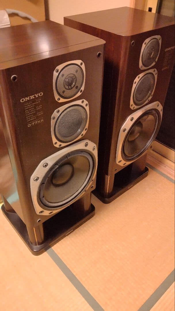 【引取限定】ONKYO D-77XX フロア型スピーカー 専用台付きジャンク