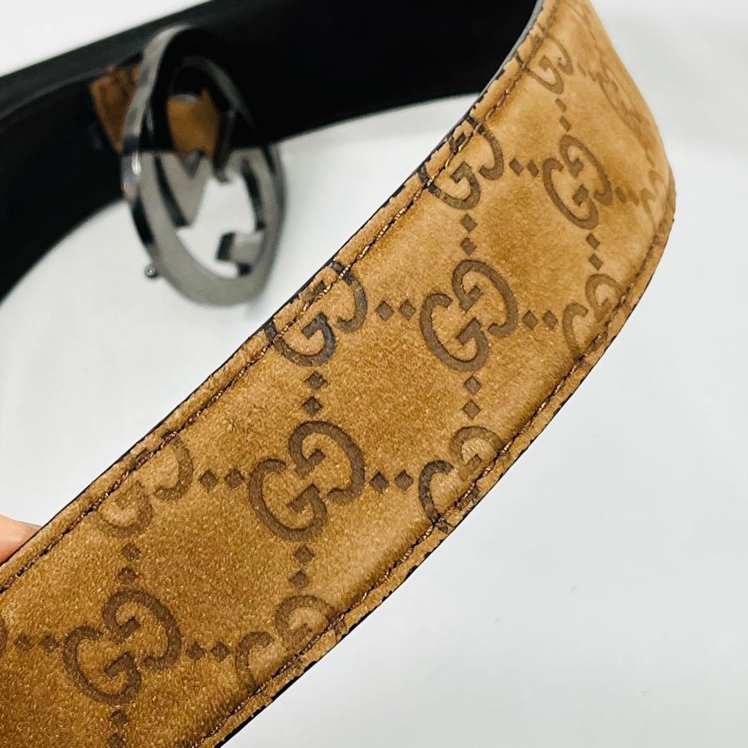 GUCCIグッチGGパターン ブラウン　スエードレザーベルト