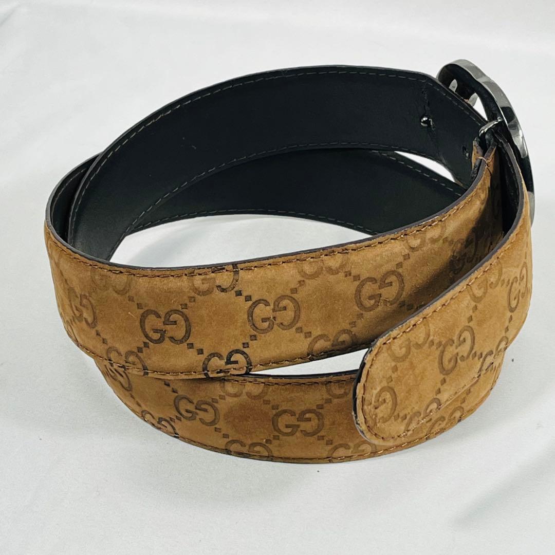 GUCCIグッチGGパターン ブラウン　スエードレザーベルト