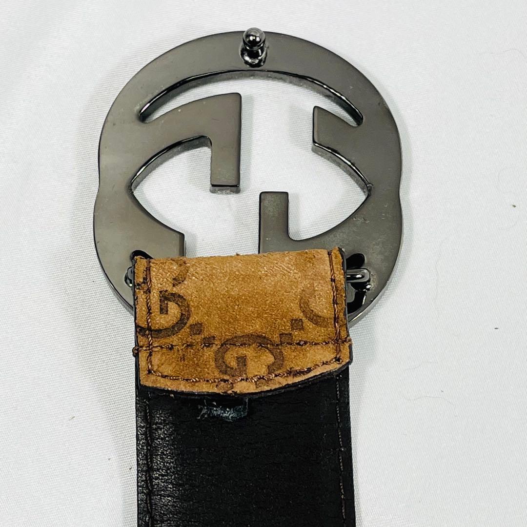 GUCCIグッチGGパターン ブラウン　スエードレザーベルト