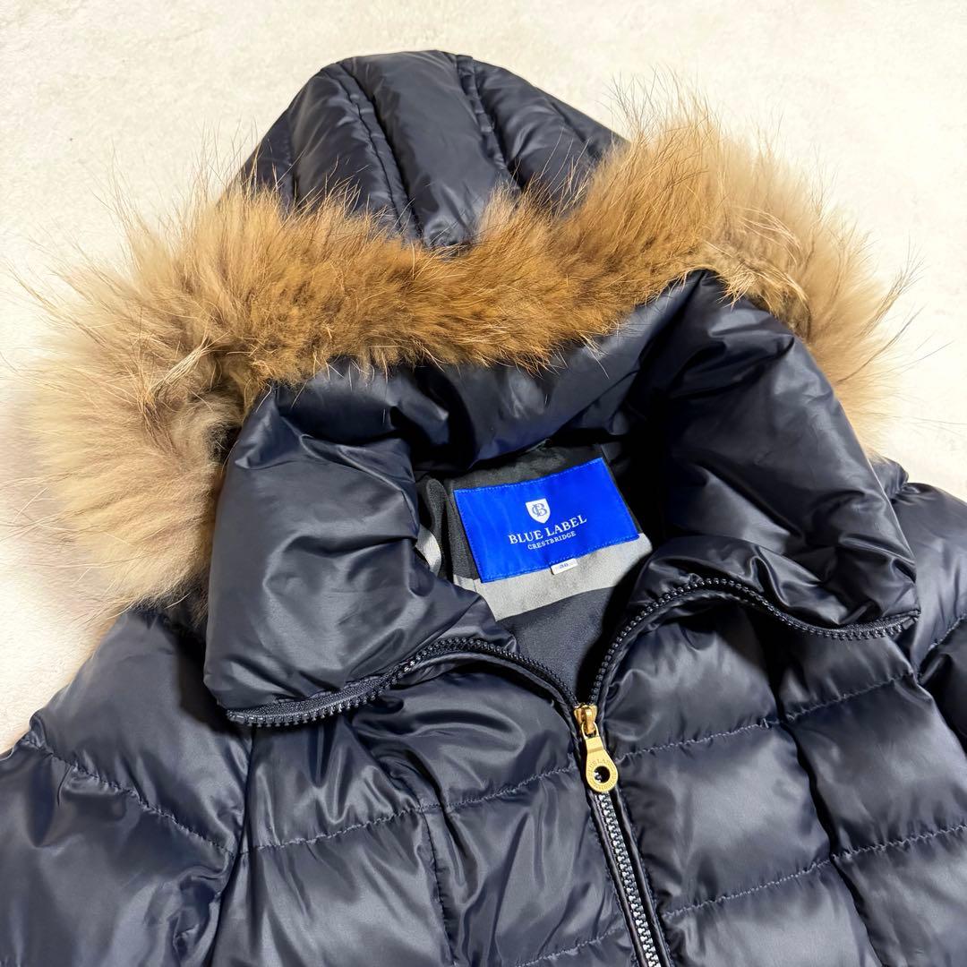 美品★ブルーレーベルクレストブリッジ　ダウンコート　リアルファー チェック 38