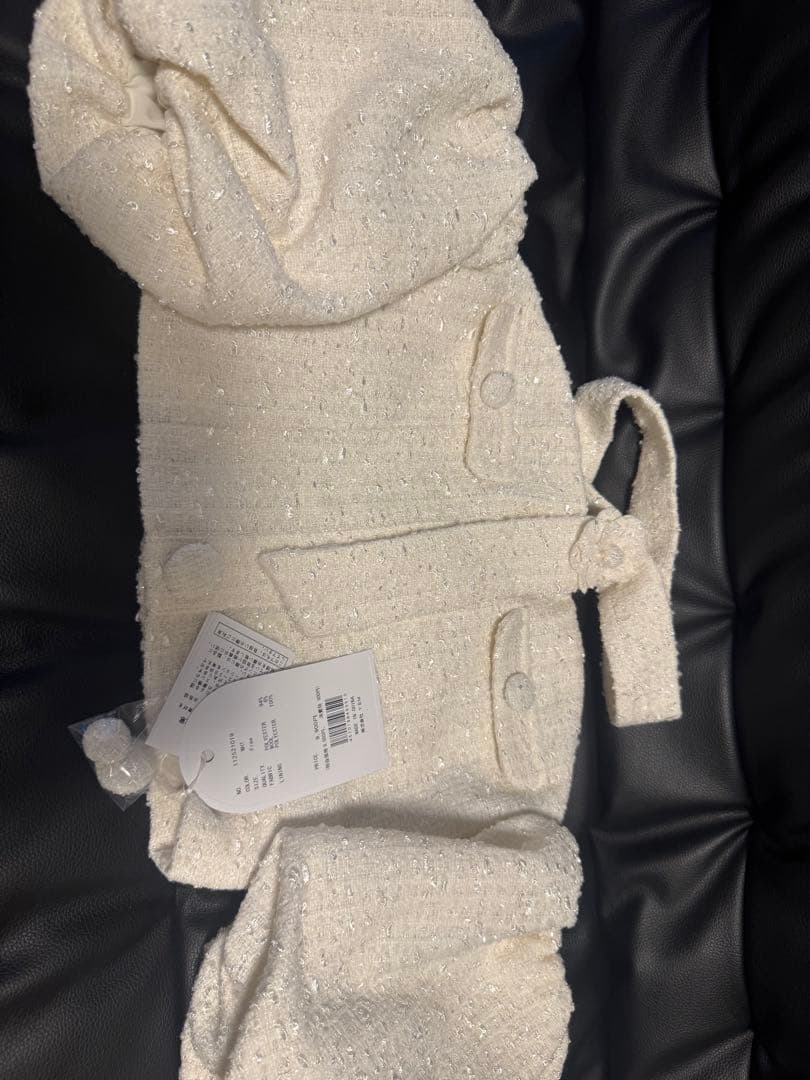 darich ホルターネックオフショルツイードトップス 白